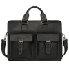 BROCTHUSES HERRENS PREOTCAFE VINTAGE CRAZY HORSE LEATHER LAPTOP BAG BUSINESS Guine 15.6 "Axelhandväska