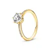 925 Silver Women Fit Ring Original Heart Crown Fashion Rings Gold Plated Zircon Sparkling Princess