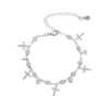 Länkarmband 2023 Klassiska smycken Bezel CZ Station Chain Cross Charm Armband Gold Silver Color 15 4cm