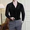 Casual Shirts Voor Heren Herfst Single Breasted Fluwelen 2023 Stijlvol Button Down Shirt Met Lange Mouwen Heren Plus Size Sociaal Koreaanse streetwear
