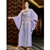 Roupas étnicas Luxo Mulheres Muçulmanas Batwing Manga Solta Vestido Abaya Eid Mubarak Lantejoulas Kaftan Ramadan Dubai Turquia Festa Marrocos Jalabiya