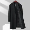 Мужское шерстяное пальто, мужское зимнее длинное шерстяное пальто, повседневное тонкое утолщенное теплое однотонное пальто из смеси шерсти, деловые офисные ветровки, куртки 231017