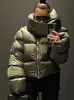 남자 다운 파카 클리어런스 판매 겨울 스카프 고리 짧은 재킷 여성 느슨한 거품면 스트리트웨어 코트 암컷 지퍼 아웃복 캐주얼 탑 231016