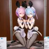 指のおもちゃの解放bスタイルのreゼロ別の世界での生活の始まりrem ram bunny ver pvcアクションフィギュアトイアダルトコレクションモデル人形ギフト