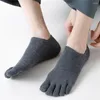 Men's Socks 5 Pairs Five Fingers Men White Breathable Short Ankle Toe Sports Running Solid Color Black Gray Male Sox