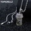TOPGRILLZ Hip Hop détachable bouteille de médicament pendentif collier bijoux pour hommes couleur or argent cubique Zircon colliers cadeaux 272K