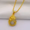 Pendant Necklaces Hard Gold Imitation Necklace Women Gold-plated Collarbone Chain Yellow Long Lasting Color 999 Peacock Jewelry