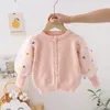 Cardigan Bébé filles Cardigan enfants pulls chauds enfant en bas âge fleur vêtements d'extérieur automne hiver manteau tricoté 1 à 4 ans vêtements pour enfants 231017