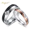 Meaeguet Romantic wedding couple rings for men women stainless steel CZ Stone engagement anniversary lovers ring 1 piece CR-261M