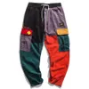 Aelfric Eden Corduroy Sweatpants Cargo Pants Men Harem Jogger Vintage Color Block Patchwork Corduroy Hip Hop Harajuku Trousers 201259v