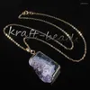 Ожерелья с подвесками KFT, натуральный кристалл кварца, неправильной формы, целебные аметисты, друзы, ломтик, рейки, чакра, каменная цепочка, ожерелье