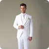 Męskie garnitury Białe mężczyźni na ślub Man Blazers szczyt Lapel Slim Fit Groom Tuxedos Costum