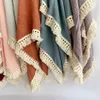 Quilts Cotton Muslin Swaddle Blankets For born Baby Tassel Receiving Blanket Wrap Infant Kids Stroller Sleeping Quilt Soft Bed Cover 231017