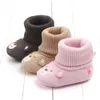 30 par småbarn första walkerspink 3 färg höst vinter varm 6-18 m baby tecknad ullstövlar anti slip mjuk sulade virkade stövlar