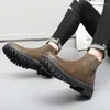 Boots Stylish Leather Men's High Top Outdoor Shoes 2023 Arrival All-match Male Motorcycle Comfortable For Men Military