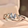 Cluster Ringe Romantische Herz Kristall Ring Silber Farbe Zirkon Mom Vintage Finger Für Frauen Edlen Schmuck Muttertag Geschenke O5300c