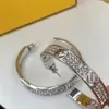 Orecchini a cerchio con lettera F diamanti Oro e argento per donna Donna Festa Matrimonio Amanti regalo di fidanzamento Gioielli Sposa214w