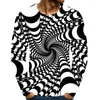 Men's T Shirts Graphic Optical Illusion 3D Printed Long Sleeve Shirt Men Women Clothes O Neck Casual Comfortable Top Streetwear Loose Tshirt