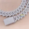 Sier Necklace Vvs Moissanite Lab Diamond 10Mm 12Mm 13Mm 15Mm 18Mm Staight Link Iced Out Cuban Link Chain Hip Hop Jewelry Men's jewelry necklace