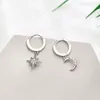 Star Moon Asymmetrical 925 Sterling Silver Cubic Zirconia Hoop örhängen för kvinnor Fashion CZ Circle Ear Ring Earings Jewelry175q