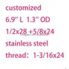 Stainlese Steel Or Aluminum Screw Caps Thread Adapter 1-3/16X24 Cup Fitting Adpater 1/2X28 5/8X24 For 6.9 Inch Kits Drop Delivery