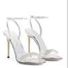 Sandals Rhinestones Belts Women's Shoes Designers Round Toes Thin High Heels Sliver Femme Ankle Strap Diamond Ladies Buckle Sandalias