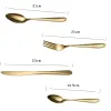 Eenvoudige gouden bestekset lepel vork mes lepels mat roestvrij staal voedsel westerse servies tool