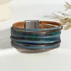 Charm Armbänder Amorcome Bohemian Blumendruck Leder für Frauen Multilayer Slim Strips Wide Wrap Armband Armreif Schmuck