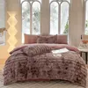 Ensembles de literie Fausse Fourrure De Lapin Automne Hiver Chaud Housse de Couette avec Drap de Lit Couette et Taie d'oreiller Reine Peluche Douce Chaleur 231017