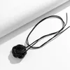 Sautoirs Romantique gothique grande fleur Rose clavicule chaîne collier pour femmes dames mode coréenne réglable corde tour de cou Y2K accessoires 231016