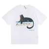 2023ニューメンズTシャツファッションデザイナーrhudeカップルアメリカンブラックヒョウ印刷ヒップホップカジュアルルーズショートスリーブ220ppp