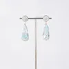 Boucles d'oreilles pendantes ZHEN-D Bijoux Naturel Bleu Larimar Zircone Cubique CZ Pavé Brillant Belle Grâce Cadeau Saint Valentin Pour Fille Femmes