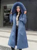 Women Down Parkas Super ciepły zdejmowany podszewka z kapturem długa parka chaquetas zimowy fur