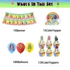 Andra evenemangsfestleveranser Rainbow Doll Girl Birthday Party Decoration Princess Girl Rainbow Balloon Banner Cake Topper Backdrop Party Supplies Kids Toys 231017