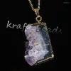 Ожерелья с подвесками KFT, натуральный кристалл кварца, неправильной формы, целебные аметисты, друзы, ломтик, рейки, чакра, каменная цепочка, ожерелье