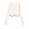 Women's Sweaters Women's Evfer Autumn Fashion Jewellery Tassel White Girls Casual O-Neck Long Sleeve Knitted Pullover Female Slim