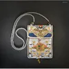 Jewelry Pouches Hanfu Handbag Double Embroidered Bag Purse Retro Chinese Style Fairy Pearl Chain Square Daily Versatile238V