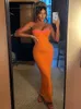 Casual Jurken Mozision Kant Spaghetti Band Bodycon Maxi Jurk Dames Gewaad Patchwork Strapless Mouwloos Backless Sexy Club Party