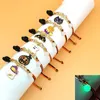 Charme pulseiras luminosa fantasma abóbora bat crânio pulseira brilho no escuro halloween trançado para mulheres homens festa festiva jóias