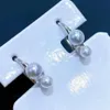 22090503 Diamondbox -Jewelry earrings ear studs akoya PEARL sterling 925 silver simple hook 3 5-4mm 4 5-5 mm round double pendant 277n