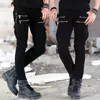 Men s Jeans Green Black Denim Biker jeans Men Skinny Runway Distressed slim elastic homme hip hop Military motorcycle cargo pants 231017