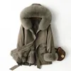 Manteau de fourrure avec fourrure de renard à l'intérieur des femmes veste d'hiver Parkas à capuche épaissir vêtements d'extérieur chauds pardessus hauts coupe-vent vêtements de neige S M L