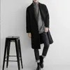Erkek Yün Karışımları Mafokuwz Japon rüzgar kırıcı uzun kalın sıcak trençkot, modaya uygun gevşek yünlü kumaş Kore sokak kıyafeti ceket 231017