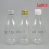 Las botellas de plástico transparente de 200 ml tienen una tapa de aluminio de tres colores: blanco/oro/plata, recargable para paquete de cosméticos Psstc