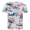 T-shirts 3D Joli T-shirt Hommes femmes été hauts t-shirts chemise impression 3D belles roses fleurs requin marque 3d t-shirt Asie grande taille225l