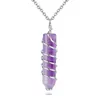 Pendant Necklaces Natural Stone Crystals Necklace Wire Wrapped Spiral Hexagon Healing Crystal Rose Quartz Amethyst For Women Men