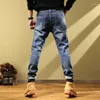 Herren Jeans Korean Handsome Patch Ripped Vintage Herbst 2023 Vielseitige elastische europäische und amerikanische Jugendhose