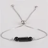 Strang 5 teile/los Natürliche Raue Schwarz Turmalin Mineral Beruhigende Heilstein Glatte Onyx Bead Link Einstellbare Armband Unisex