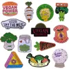 Broches en émail végétalien, Collection de broches, boule de cristal de pêche, brocoli, carotte, chatte, légumes, Badge végétarien, broche de dessin animé 2942