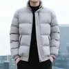 Parkas masculinas à prova de vento jaqueta de algodão quente sólida gola casual casaco curto roupas masculinas 231017